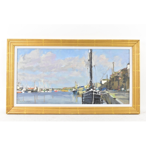 135 - Ken Howard, R.A. (1932-2022) - Oil on canvas entitled 'Penzance Harbour' signed to the lower left co... 