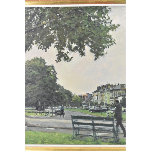 139 - Ken Howard, R.A. (1932-2022) - Oil on canvas entitled 'Richmond Green' signed to the lower right cor... 