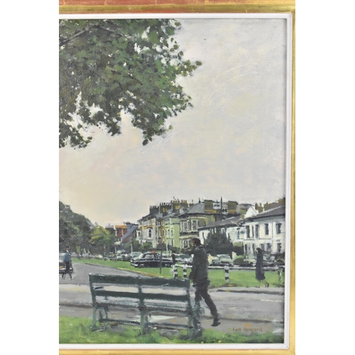 139 - Ken Howard, R.A. (1932-2022) - Oil on canvas entitled 'Richmond Green' signed to the lower right cor... 