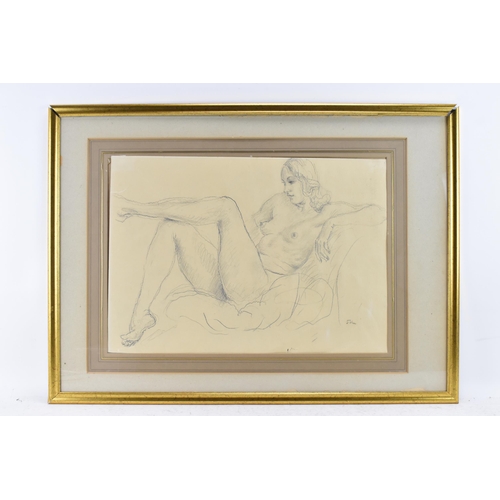 140 - Augustus Edwin John, O.M R.A. (1878-1961) - A pencil sketch depicting a reclined nude, signed to the... 