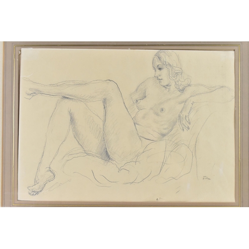 140 - Augustus Edwin John, O.M R.A. (1878-1961) - A pencil sketch depicting a reclined nude, signed to the... 