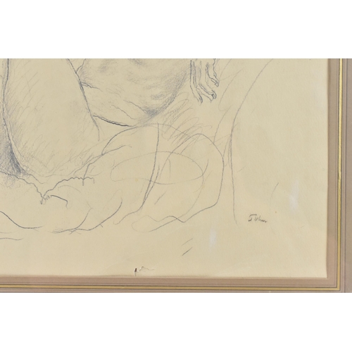 140 - Augustus Edwin John, O.M R.A. (1878-1961) - A pencil sketch depicting a reclined nude, signed to the... 