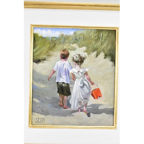 142 - Sherree Valentine Daines (B.1959) An oil on board entitled 'Pathway to the Dunes, Fistral Beach, New... 