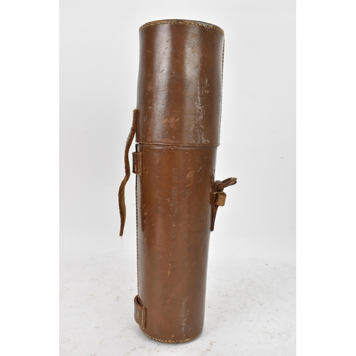 183 - A WW2 Scout regiment three drawer telescope in a brown leather carrying case, the brown case inscrib... 