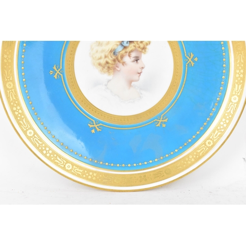 190 - A mid Victorian Minton cabinet plate, date mark for 1876, the central field painted with a young gir... 