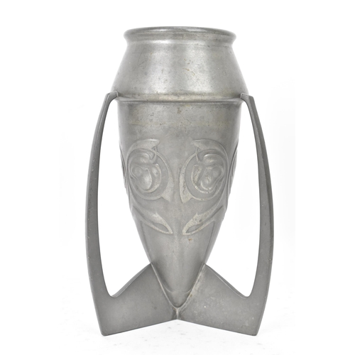 20 - Archibald Knox for Liberty & Co - an Art Nouveau Tudric pewter 'Rocket' vase', with raised and styli... 