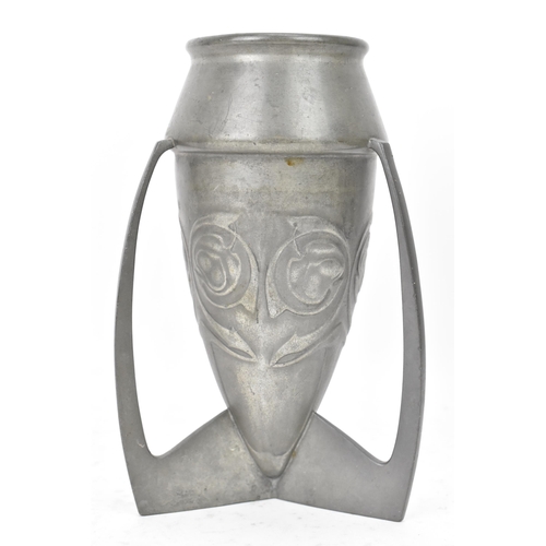 20 - Archibald Knox for Liberty & Co - an Art Nouveau Tudric pewter 'Rocket' vase', with raised and styli... 