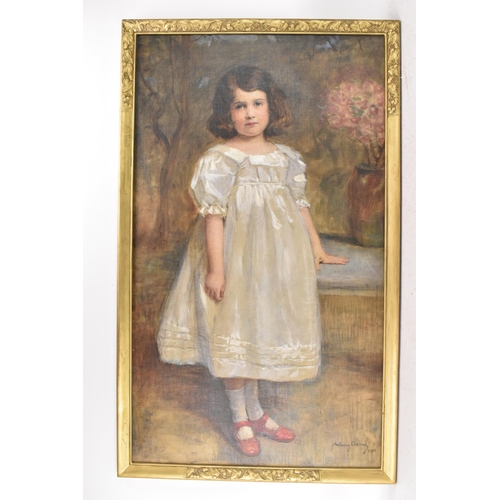John Quincy Adams (Austrian 1874-1933) - An oil on canvas portrait of a young girl, signed and dated 1904 to the lower right corner, 68cm x 118cm, the frame 76cm x 126cm