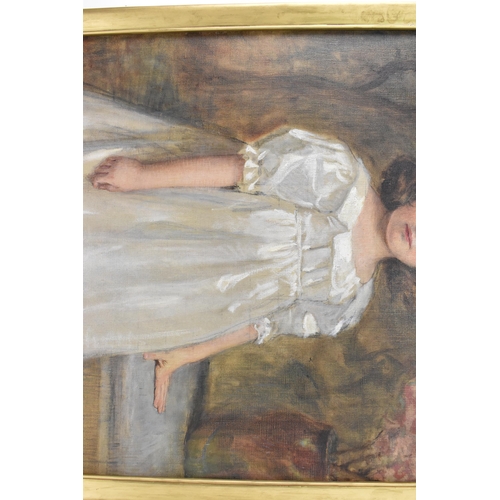 217 - John Quincy Adams (Austrian 1874-1933) - An oil on canvas portrait of a young girl, signed and dated... 