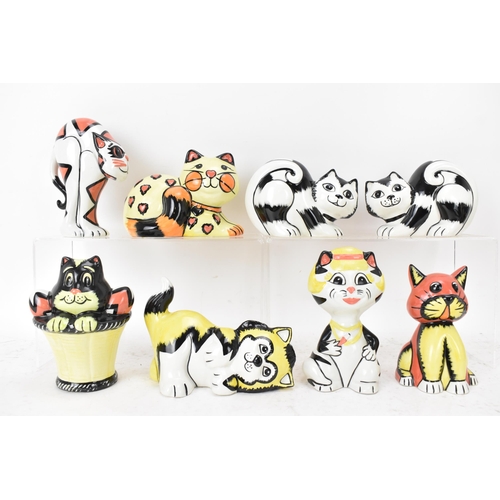 223 - Eight Lorna Bailey porcelain hand painted cat ornaments, to include 'Easter Basket The Cat' with cer... 