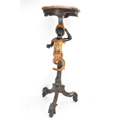 225 - A late 19th/early 20th century Italian blackamoor ebonised torchere bust/plant stand, shaped top wit... 