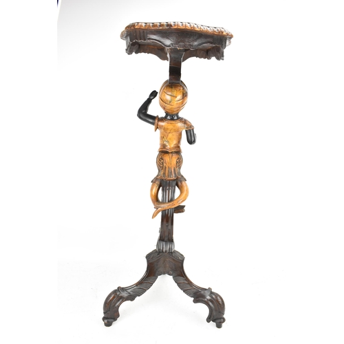 225 - A late 19th/early 20th century Italian blackamoor ebonised torchere bust/plant stand, shaped top wit... 