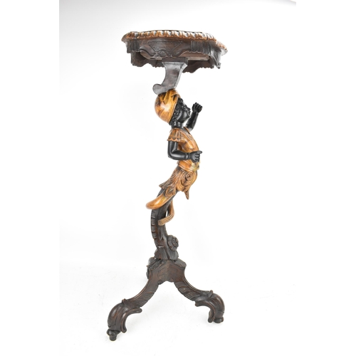 225 - A late 19th/early 20th century Italian blackamoor ebonised torchere bust/plant stand, shaped top wit... 