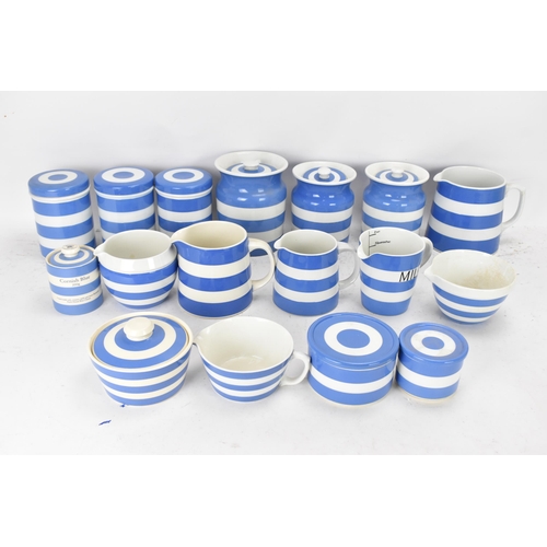 232 - A collection of mid/late 20th century T.G Green Cornish ware blue and white kitchen items to include... 