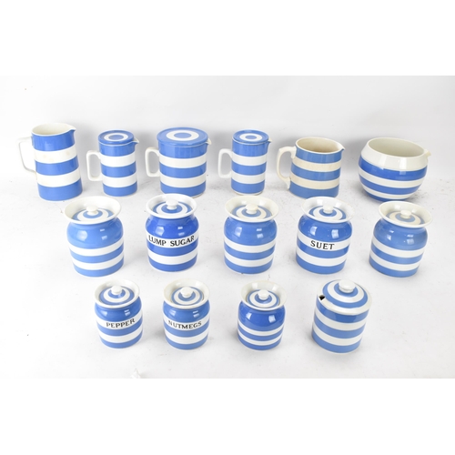 233 - A collection of mid/late 20th century T.G Green Cornish ware blue and white kitchen items to include... 