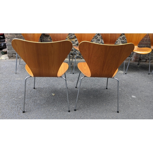 243 - Fritz Hansen - designed by Arne Jacobsen, a set of eleven '3107' stacking chairs, layered plywood ra... 