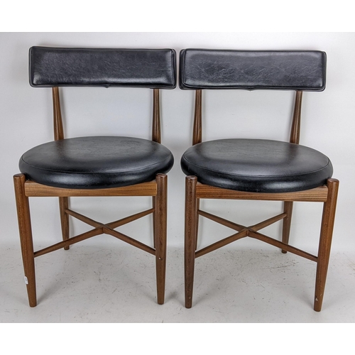 252 - Victor B Wilkins for G Plan - A set of four 1960s 'Fresco' range teak dining chairs having black lea... 