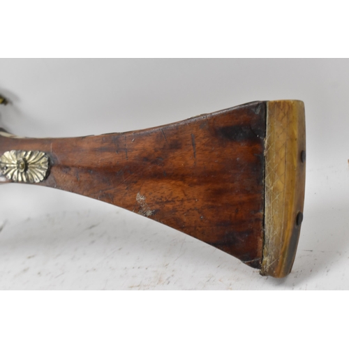 261 - A 19th century Middle Eastern flintlock action Jezail rifle, the barrel engraved with scroll design,... 