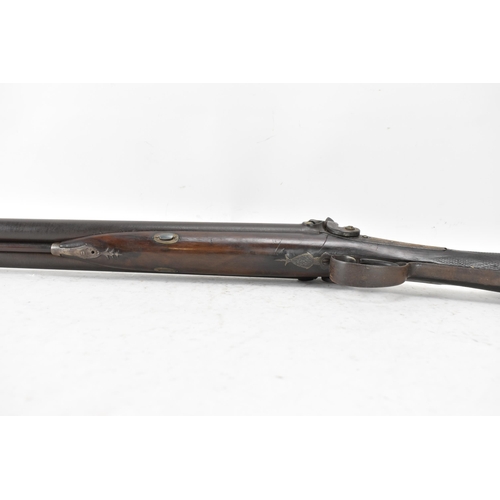 264 - A 19th century Percussion double barrelled shotgun, muzzle loading, engraved lock plate signed 'Smit... 