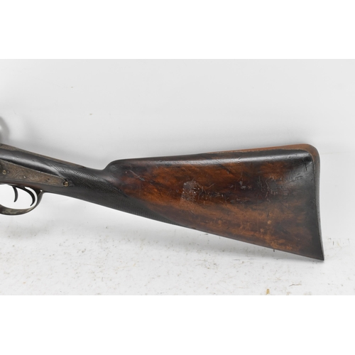 264 - A 19th century Percussion double barrelled shotgun, muzzle loading, engraved lock plate signed 'Smit... 