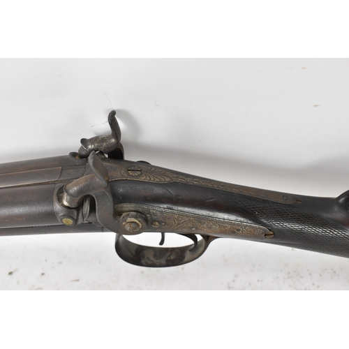 264 - A 19th century Percussion double barrelled shotgun, muzzle loading, engraved lock plate signed 'Smit... 