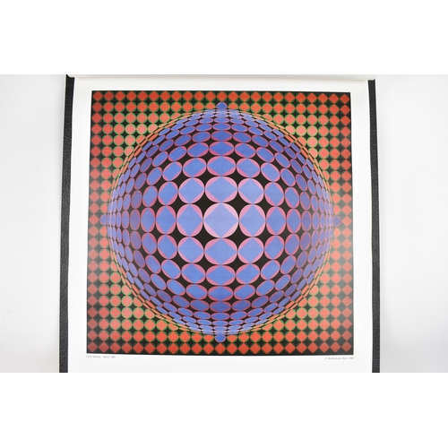 268 - A set of twelve Victor Vasarely Op-Art Study prints, all mounted to a single board and each marked '... 