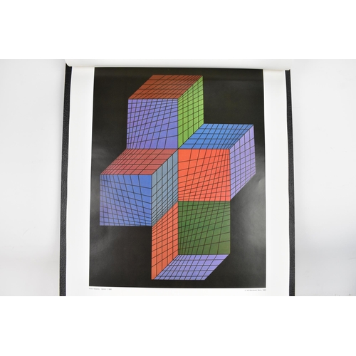 268 - A set of twelve Victor Vasarely Op-Art Study prints, all mounted to a single board and each marked '... 