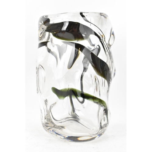 28 - A Whitefriars knobbly glass vase, circa 1960s, designed by William Wilson and Harry Dyer, of cylindr... 