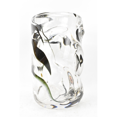 28 - A Whitefriars knobbly glass vase, circa 1960s, designed by William Wilson and Harry Dyer, of cylindr... 