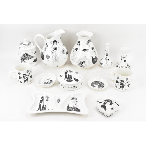 30 - A collection of Poole The Beardsley collection ceramics to include mugs, water jug, baluster vase, s... 