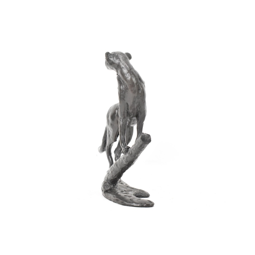 32 - Jonathan Saunders - a patinated bronze model of a cheetah on a branch limited 52/250 stamped and ini... 