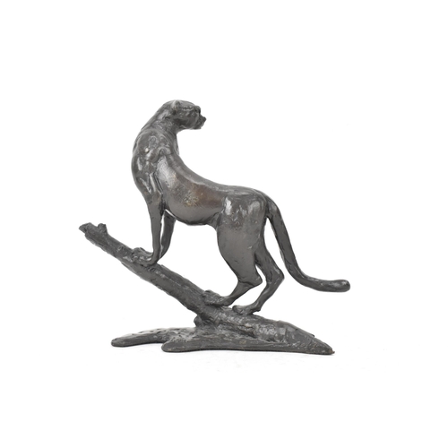 32 - Jonathan Saunders - a patinated bronze model of a cheetah on a branch limited 52/250 stamped and ini... 