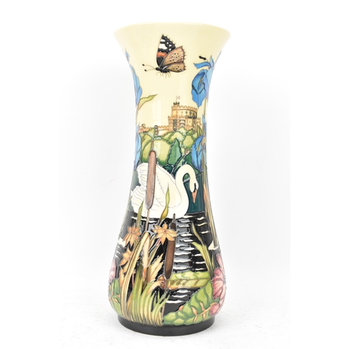 41 - A Moorcroft pottery 'Vision of Windsor' pattern trial piece vase, of tapering form, tube lined decor... 