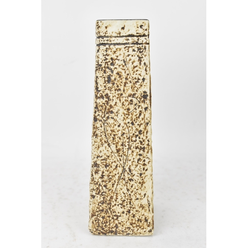 50 - A Troika coffin vase by Jane Fitzgerald, the four tapering sides with incised geometric designs, sig... 