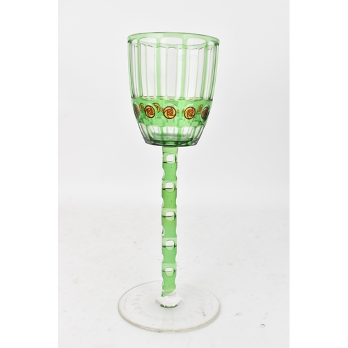 54 - An early 20th century Otto Prutscher for Meyr's Neffe painted cased and cut wine glass, each with gr... 