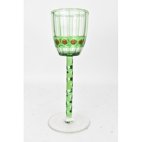 54 - An early 20th century Otto Prutscher for Meyr's Neffe painted cased and cut wine glass, each with gr... 