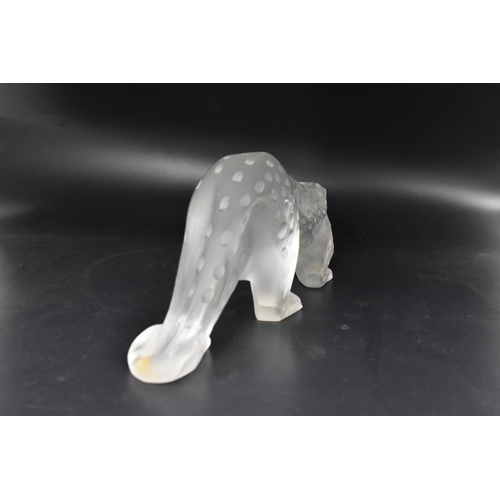 55 - A Lalique frosted glass sculpture, modelled as a prowling leopard, signed to the base, 10cm high x 3... 