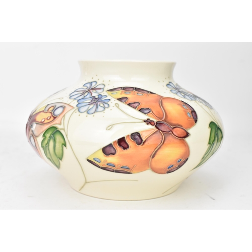 68 - A Moorcroft pottery 'Butterfly' pattern vase, circa 1993, of squat circular form, decorated with but... 