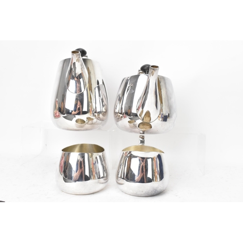 69 - A Walker and hall electroplated 'Pride' pattern four piece tea set designed by David Mellor, circa e... 