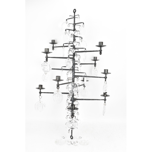 77 - A black painted metal and glass chandelier by Erik Hoglund for Boda, model 341, designed 1950s, this... 