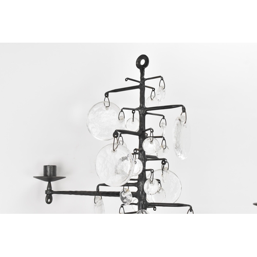 77 - A black painted metal and glass chandelier by Erik Hoglund for Boda, model 341, designed 1950s, this... 