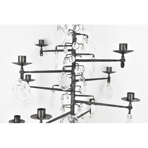 77 - A black painted metal and glass chandelier by Erik Hoglund for Boda, model 341, designed 1950s, this... 