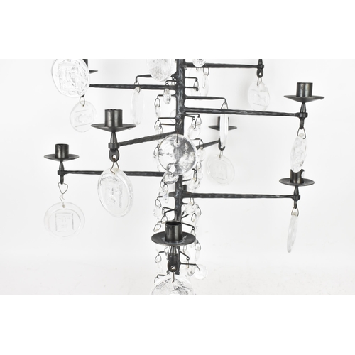 77 - A black painted metal and glass chandelier by Erik Hoglund for Boda, model 341, designed 1950s, this... 