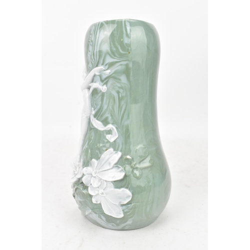 81 - Attributed to Adolf Oppel (1840-1923) An Art Nouveau baluster vase, glazed porcelain with a marbled ... 