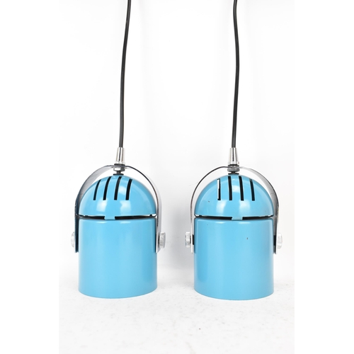 88 - Two 1970s Stanislav Indra for Lidokov, Czechoslovakian hanging lights, each in light blue with chrom... 