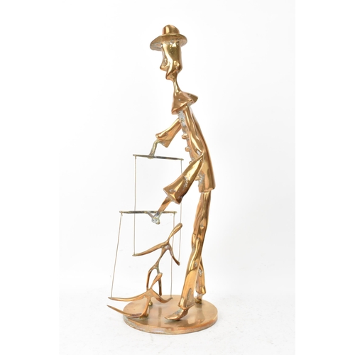 92 - Yves LOHE (1947) A gilded bronze sculpture of a puppet master wearing a top hat, impressed 'LOHE' to... 