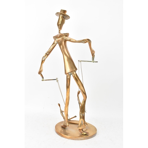 92 - Yves LOHE (1947) A gilded bronze sculpture of a puppet master wearing a top hat, impressed 'LOHE' to... 