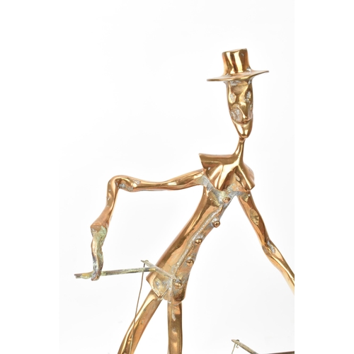 92 - Yves LOHE (1947) A gilded bronze sculpture of a puppet master wearing a top hat, impressed 'LOHE' to... 