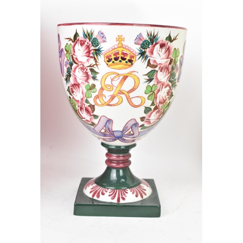 95 - A Royal Doulton Wemyss Ware commemorative goblet, 1980, no. 357 of a limited edition of 500, inscrib... 