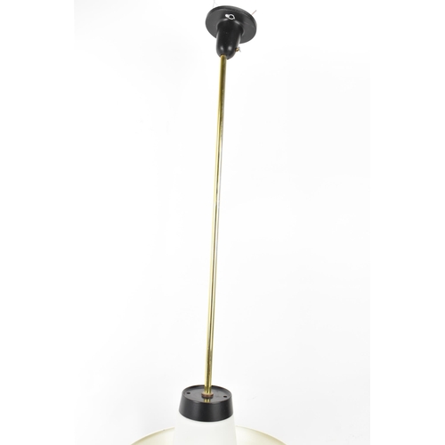 97 - A 1960s retro hanging pendant light, designed by Louis Kalff for Philips, with enamelled shades and ... 